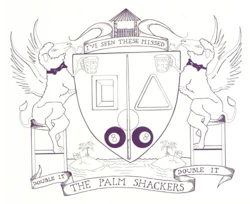 The Palm Shackers Heraldic Crest: 2 Rambos Rampant